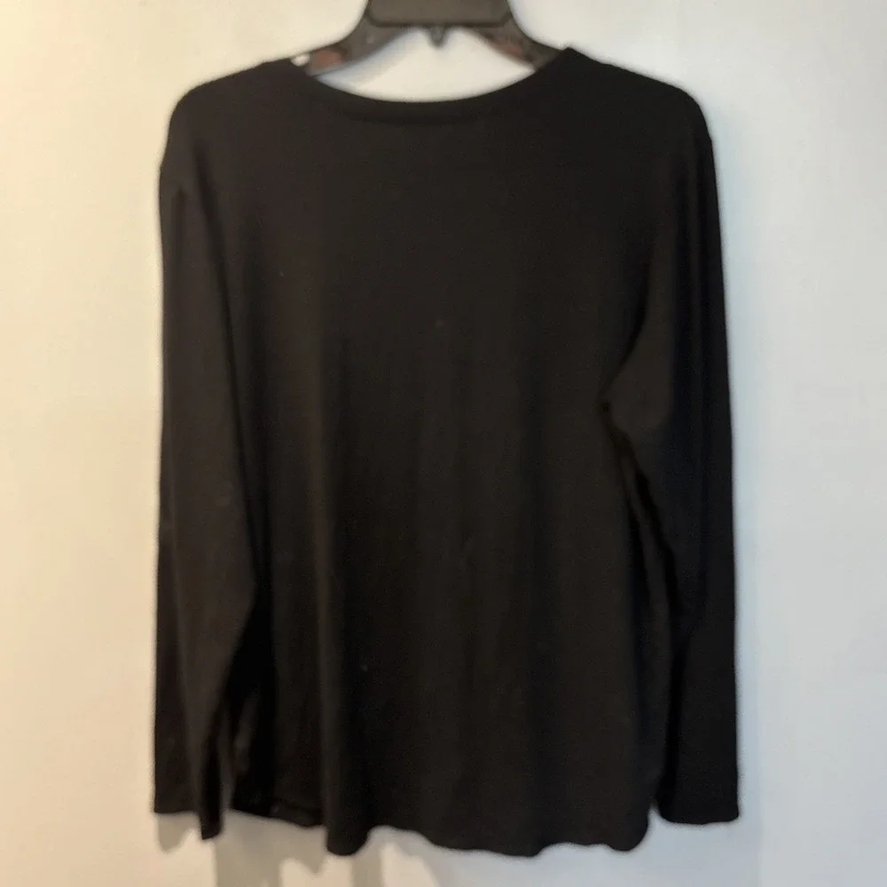 VTG  J.Jill Black Button Up Blouse Cardigan Women's Size L‎ Office Minimalist - Picture 6 of 6